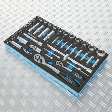 49-teiliges Steckschlüsselsatz im Schaumstoffmodul 1/4" und 1/2"