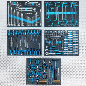 Werkzeugset für 5 Schubladen - 171-teiliges Set in Modulen mit Carbon-Finish