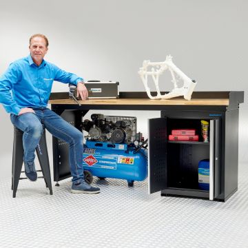 Werkbank Eiche mit Schrank 200 cm