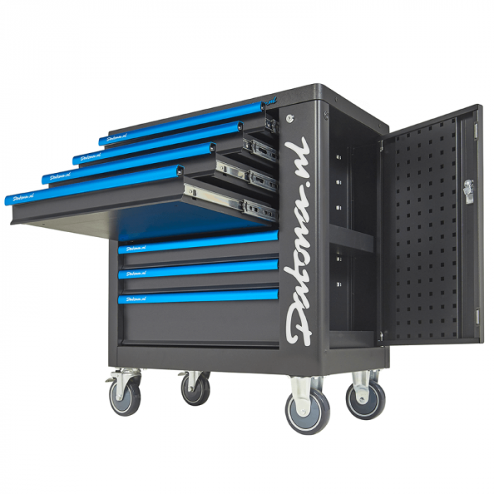 Bestückter Werkzeugwagen 7 Schubladen - 5 bestückt + 169-teiliges Set und LED-Logo