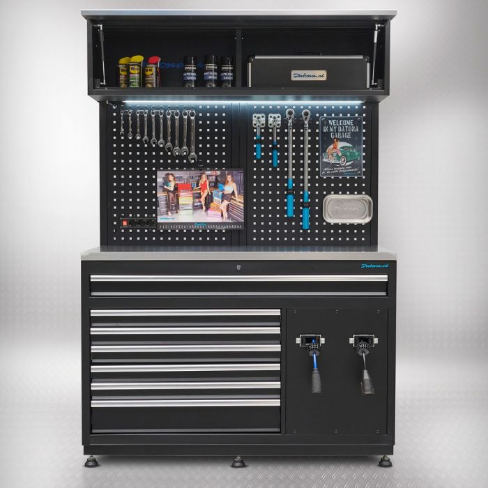 Premium Werkstatteinrichtung Edelstahl mit extra breitem Schrank - 136 cm